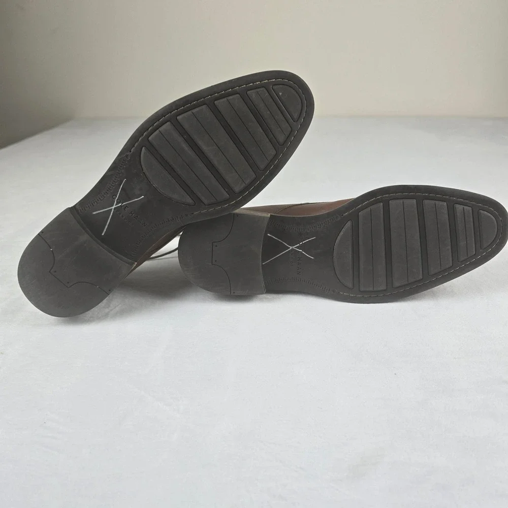 Cole Haan Mens 8.5 W Brown Leather Cap Toe Derby Dress‎ Shoes